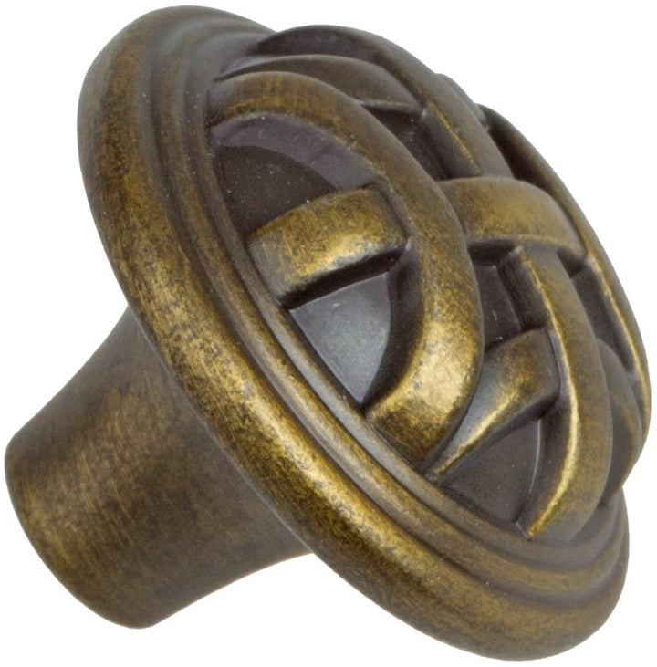 1 25 inch Antique Brass Round Braided Cabinet Knobs (Pack 10) Metal Finish - Diamond Home USA