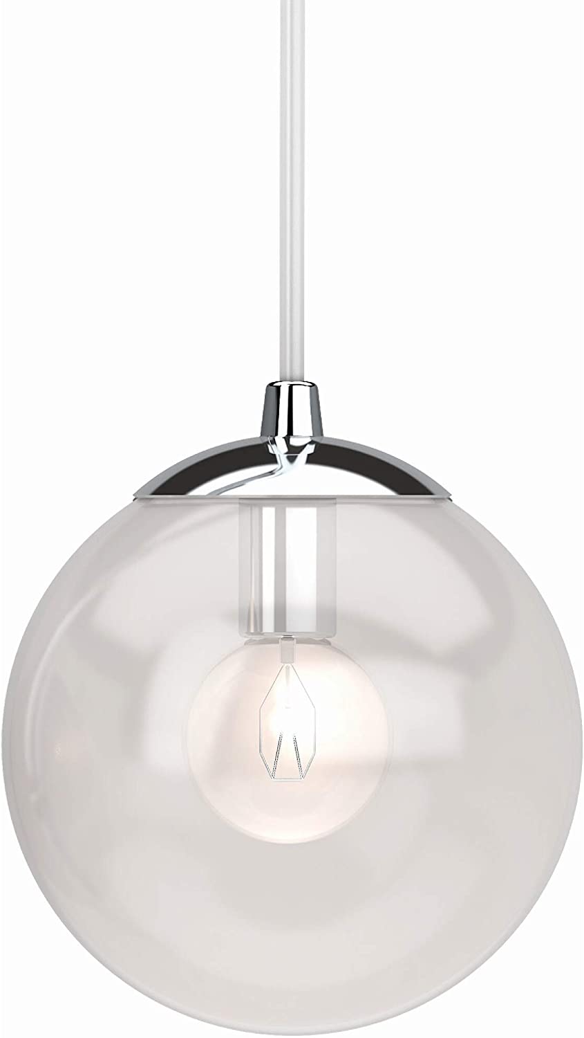 1 Light Chrome Mini Hanging Pendant Transitional