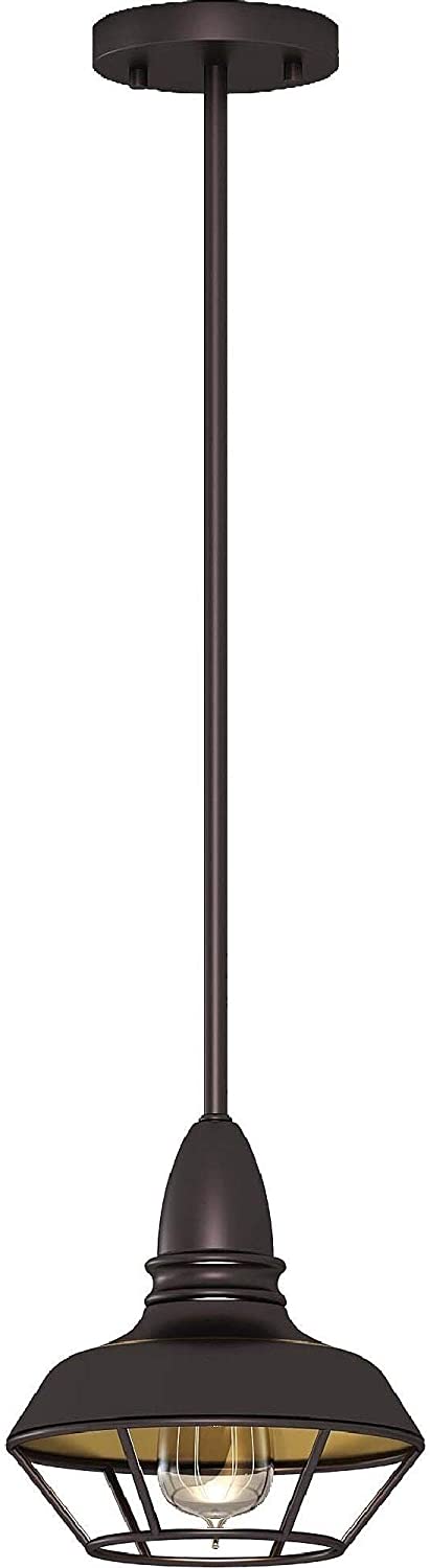 1 Light Antique Bronze Mini Downrod Pendant Transitional