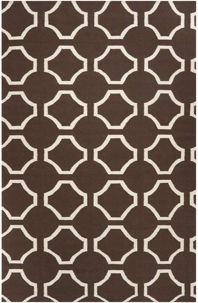 MISC Hand Woven Wool Area Rug 2' X 3' Brown Abstract Geometric Latex Free Handmade