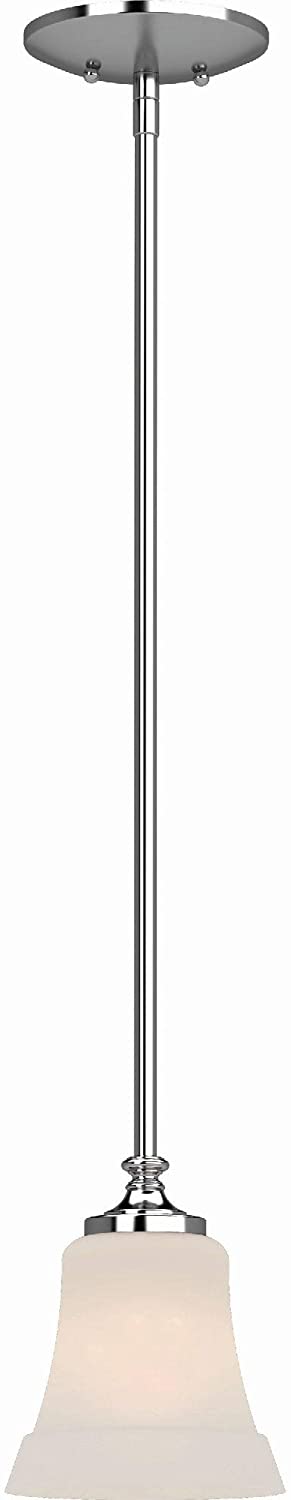 1 Light Chrome Mini Pendant Frosted Glass Bell