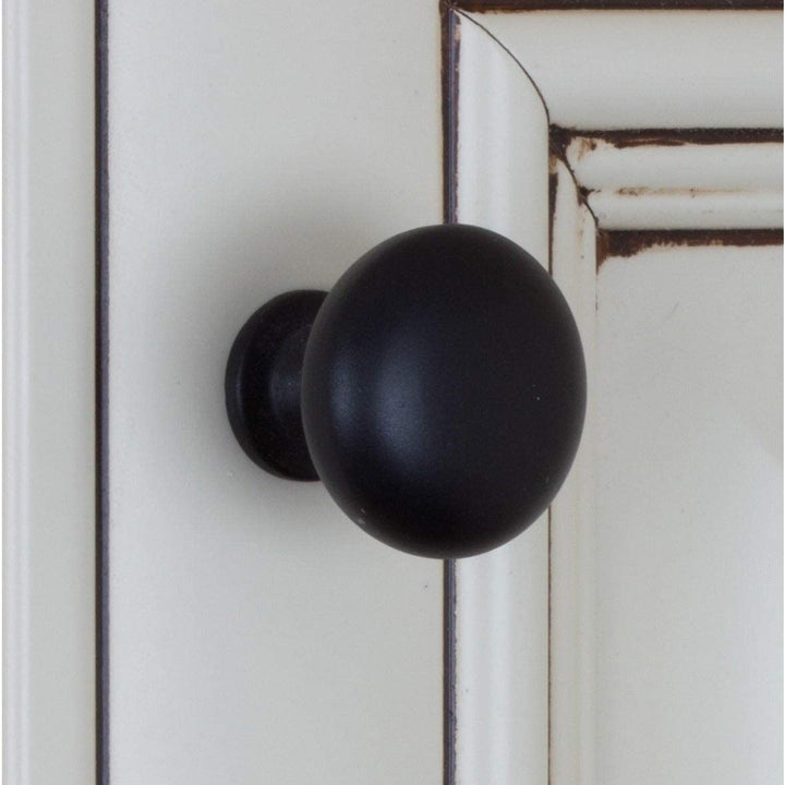 1 125 inch Matte Black Classic Round Cabinet Knobs (Pack 25) Modern Contemporary Metal - Diamond Home USA