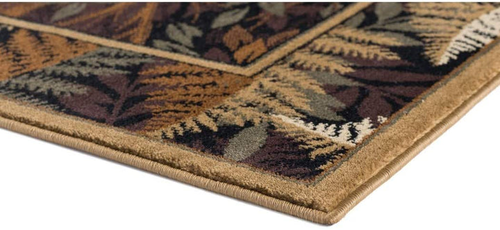 N2 2'7 x 7'3 Tan Brown Deer Runner Rug Rectangle Indoor Grey Beige Hunting Theme Hallway Carpet Forest Trees Bush Pattern Cabin Lodge Wildlife