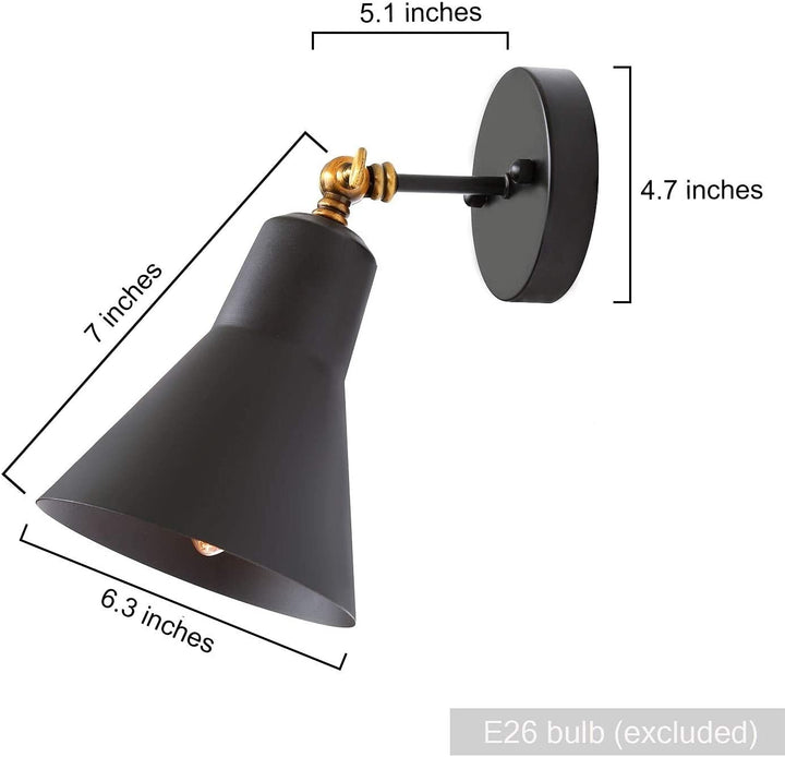 Adjustable Black 1 Light Wall Lamp Sconce N/ Industrial Modern Contemporary Rustic Iron Mounting Positions Rust Resistant - Diamond Home USA