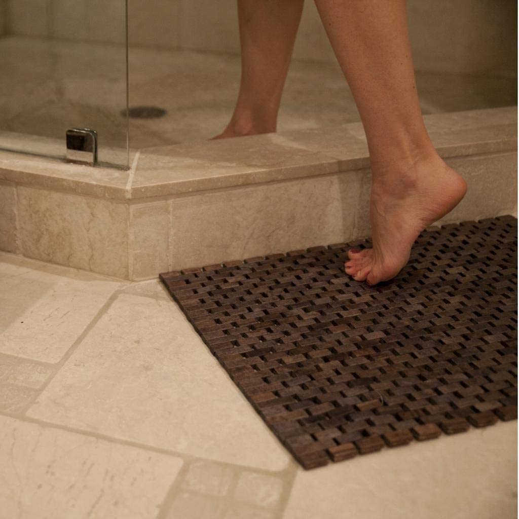 Dark Brown Exotic Wood 18 X 30 inch Mat Natural Modern Contemporary Patterned Rectangle Rubber - Diamond Home USA