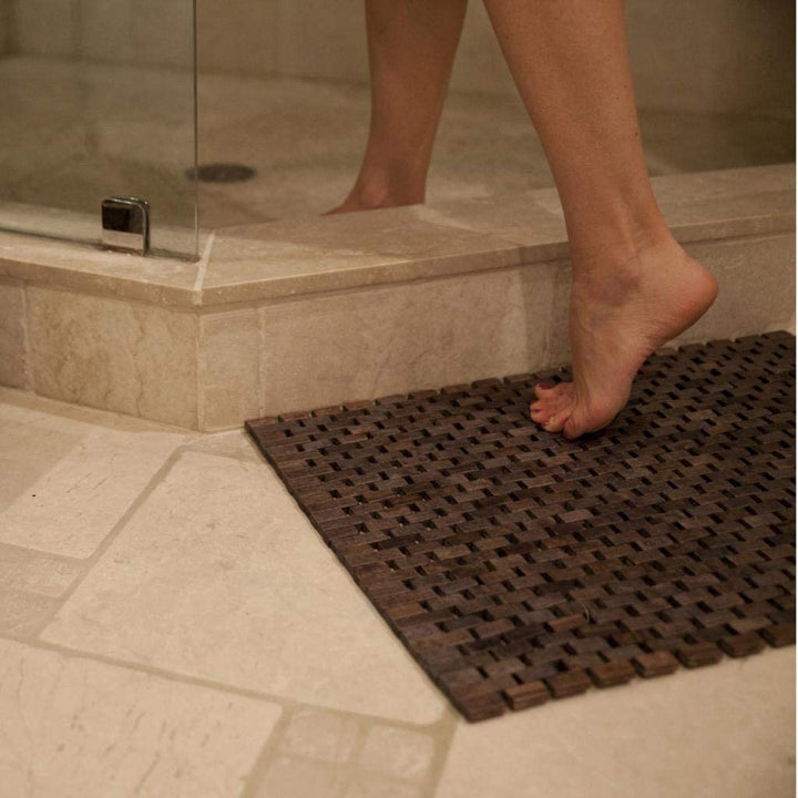 Dark Brown Exotic Wood 18 X 30 inch Mat Natural Modern Contemporary Patterned Rectangle Rubber - Diamond Home USA