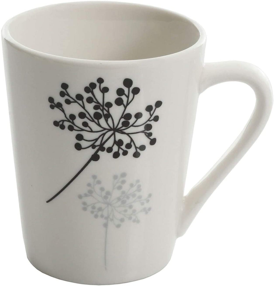 Floral Touch 12 Piece Dinnerware Set White Casual Round Stoneware Microwave Safe - Diamond Home USA