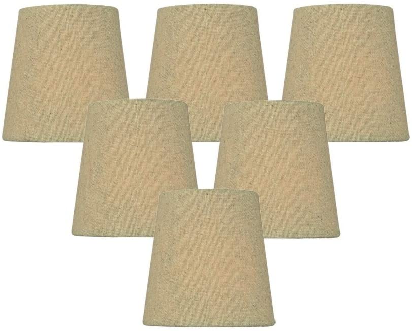 Set 6 Chandelier Sand Linen Clip Lampshade 3x4x4 Brown