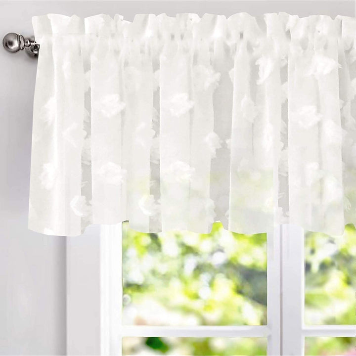 White Voile Chiffon Sheer Window Curtain Valance Cream