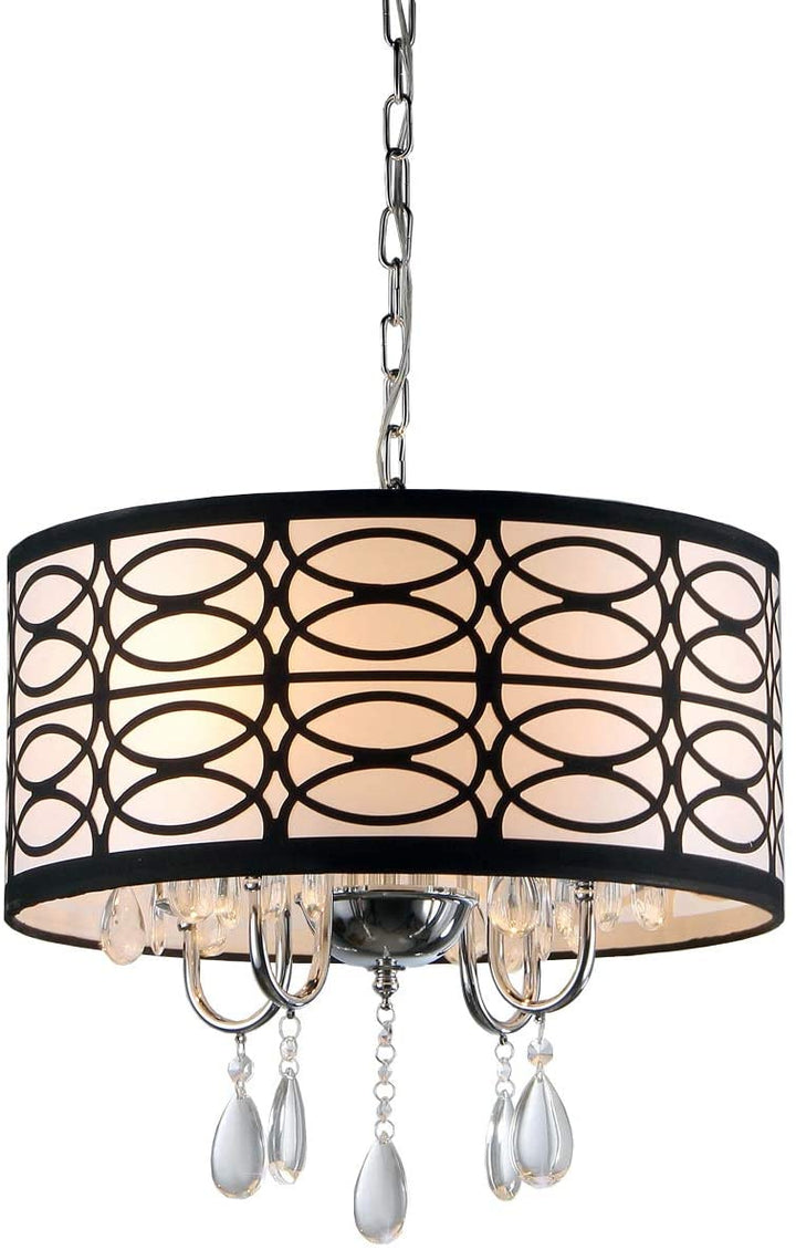 4 Light Chrome Chandelier Black Modern Contemporary Crystal