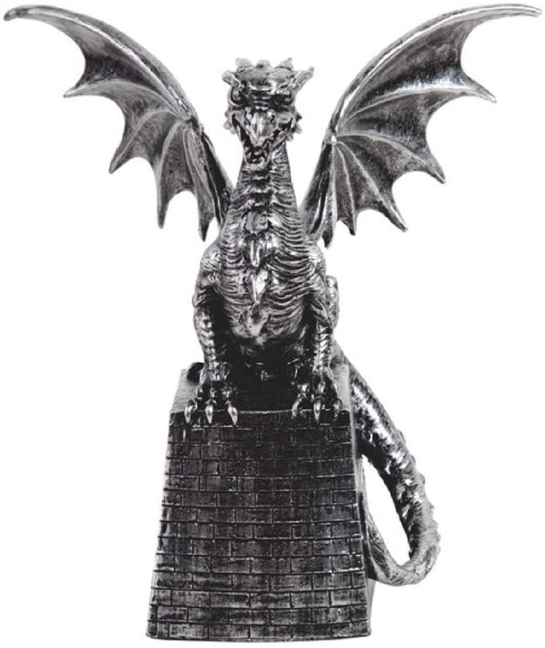 7 5" h Medieval Silver Dragon Pedestal Guardian Statue