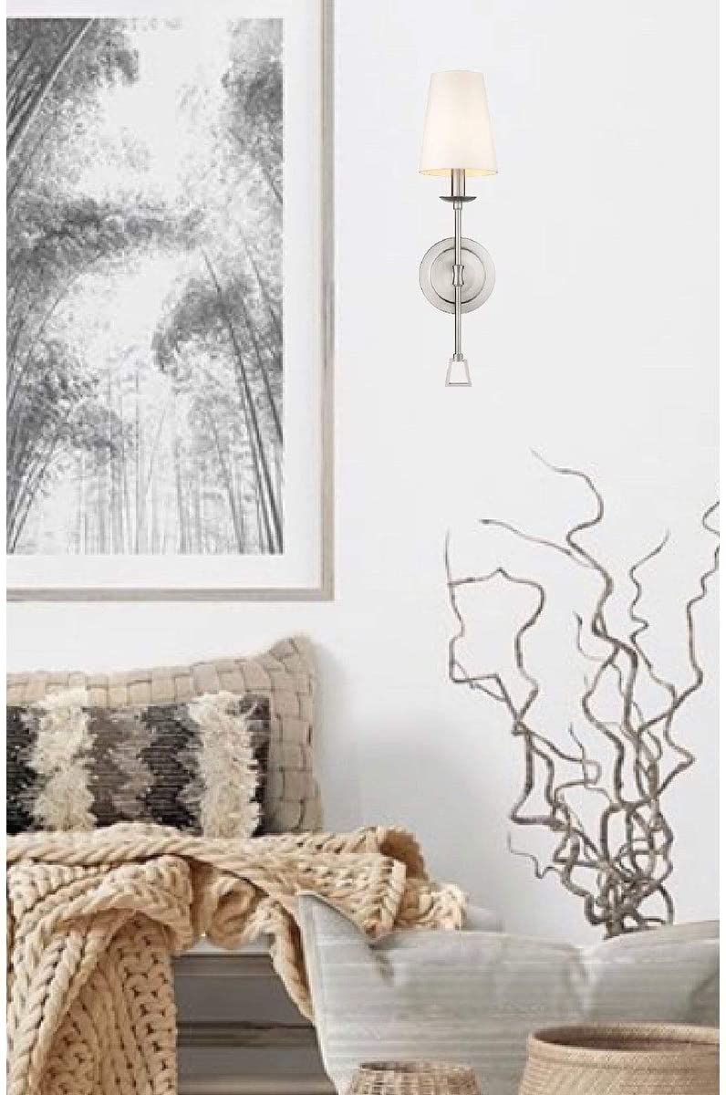 Modern Traditional One 1 Light Wall Sconce Shade Silver Nickel N/ Metallic Contemporary Metal Dimmable - Diamond Home USA