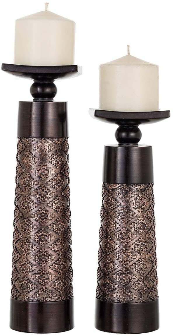 Decorative Candle Holder Set 2 (Coffee Brown) Brown