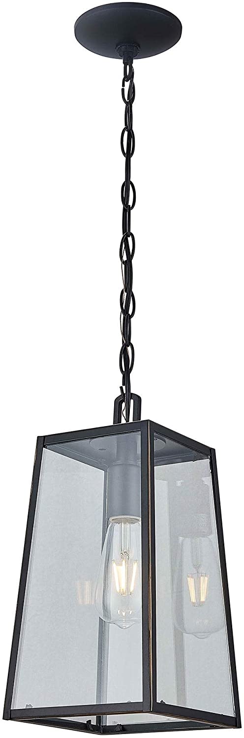 1 Light Outdoor Hanging Lantern Imperial Black Finish Modern