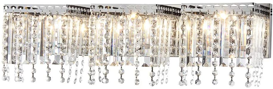 3 Light Chrome 26 inch Crystal Wall Lamp Clear Modern Contemporary