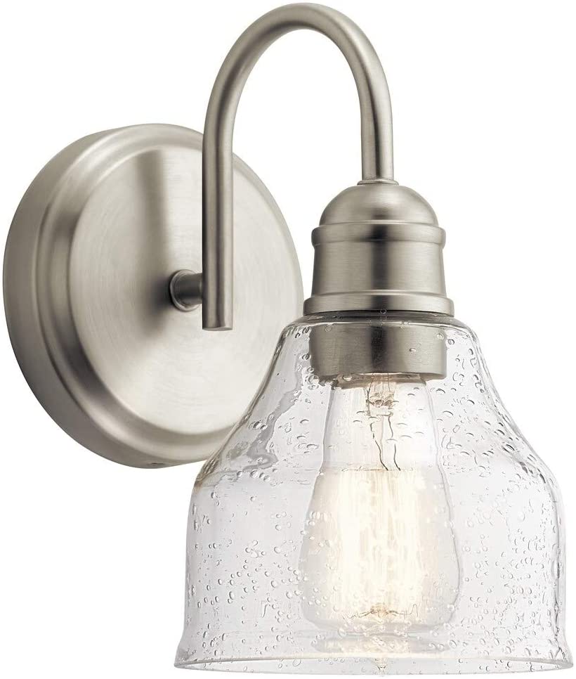 1 Light Brushed Nickel Wall Sconce Nickel Transitional Glass Steel - Diamond Home USA