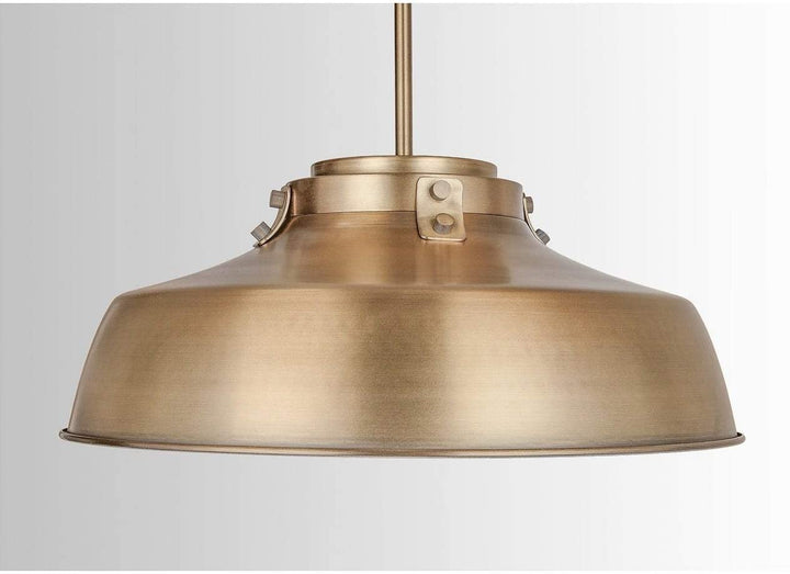 1 Light Aged Brass Pendant Fixture Farmhouse Rustic Metal Dimmable