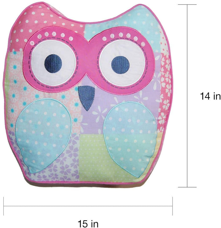 Cute Owl Decorative Pillow Black Blue Pink White Animal Applique Nature Casual Modern Contemporary One - Diamond Home USA