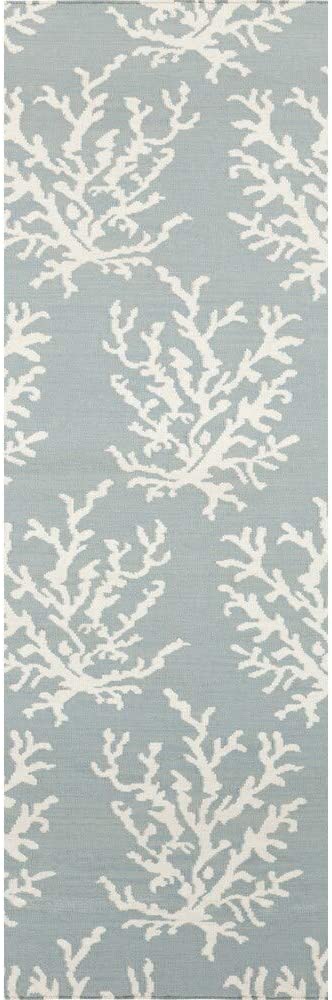 Hand Woven Hornet Powder Blue Wool Area Rug 2'6" X 8' Runner