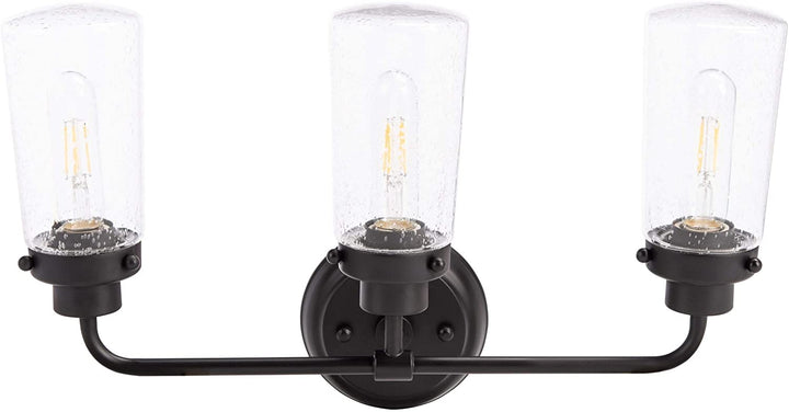 Lighting 3 Light Led Vanity Sconce 19 3" W X 5 9" L 11 8" H Brown Modern Contemporary Glass Iron Black Includes Hardware - Diamond Home USA