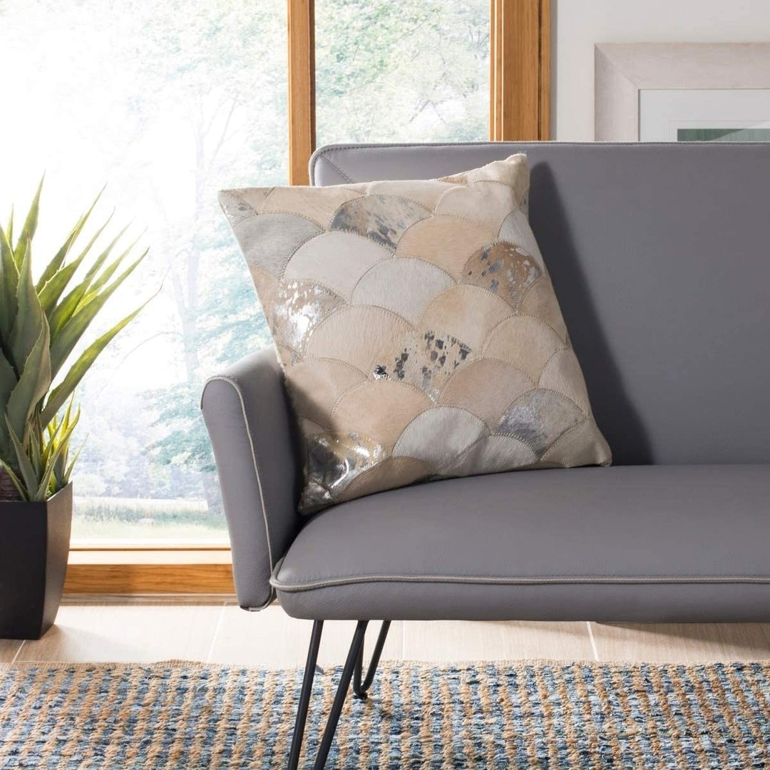 Metallic Scale Silver/White Cowhide 18 inch Decorative