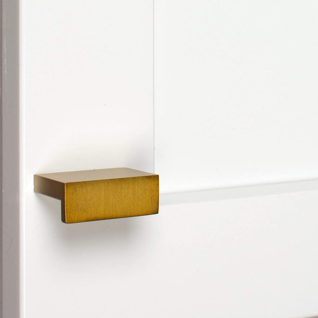 1 1/2 Rectangle Finger Pull Knobs Satin Gold (10 pk) Industrial Zinc Finish - Diamond Home USA