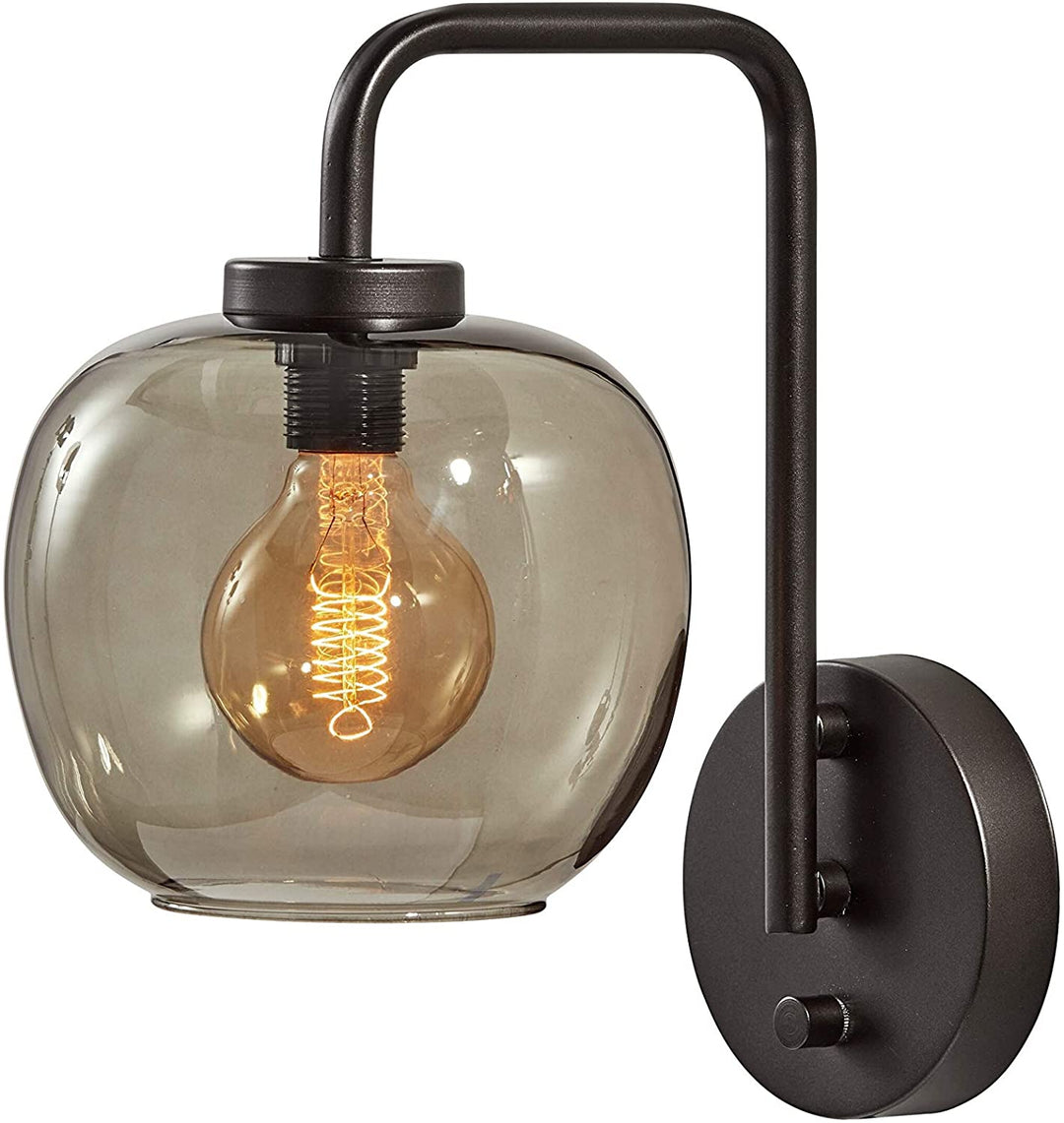 Matte Black Smoked Glass Wall Lamp Farmhouse Industrial