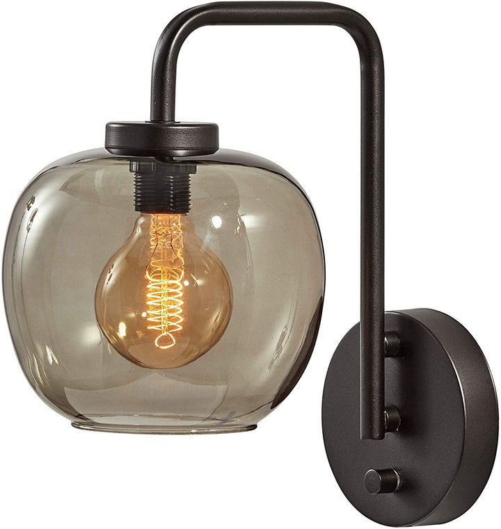 Matte Black Smoked Glass Wall Lamp Farmhouse Industrial
