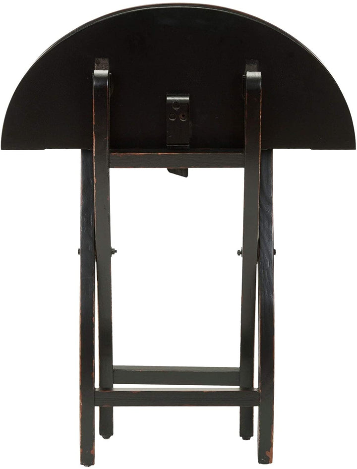 Round Folding Table 0 Black Country Pine Wood Lacquer - Diamond Home USA