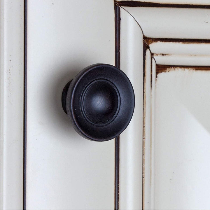 1 inch Oil Rubbed Bronze Small Round Ring Button Cabinet Knobs (Pack 25) Brown Metal Finish - Diamond Home USA