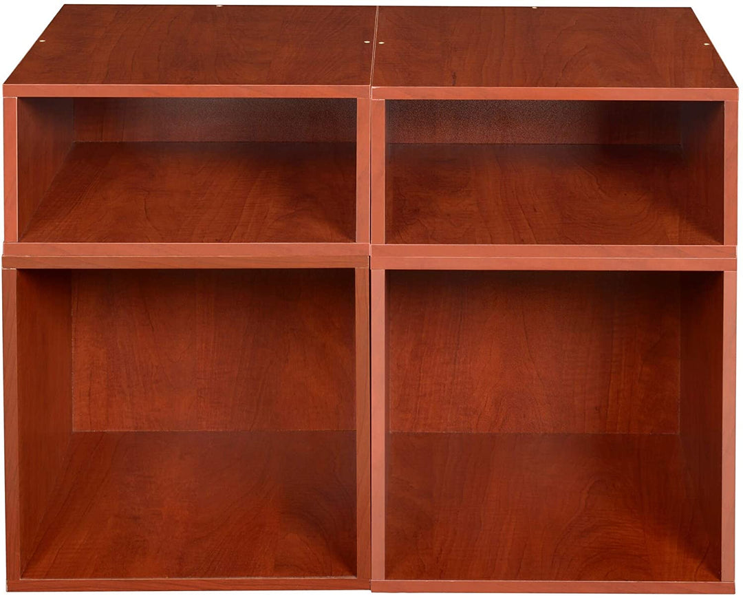 Storage Set 2 Full Cubes/2 Half Cubes Cherry Red Modern Contemporary Laminate Wood Finish - Diamond Home USA