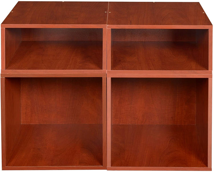 Storage Set 2 Full Cubes/2 Half Cubes Cherry Red Modern Contemporary Laminate Wood Finish - Diamond Home USA
