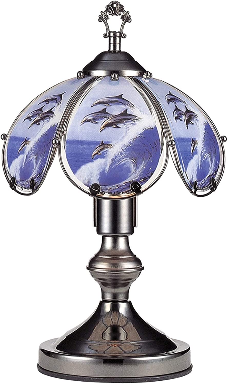 14 25 Insync Jumping Dolphin Black Chrome Touch Lamp Metallic Traditional - Diamond Home USA