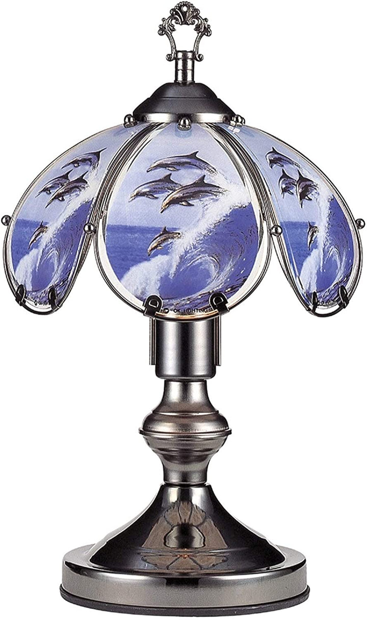 14 25 Insync Jumping Dolphin Black Chrome Touch Lamp Metallic Traditional - Diamond Home USA