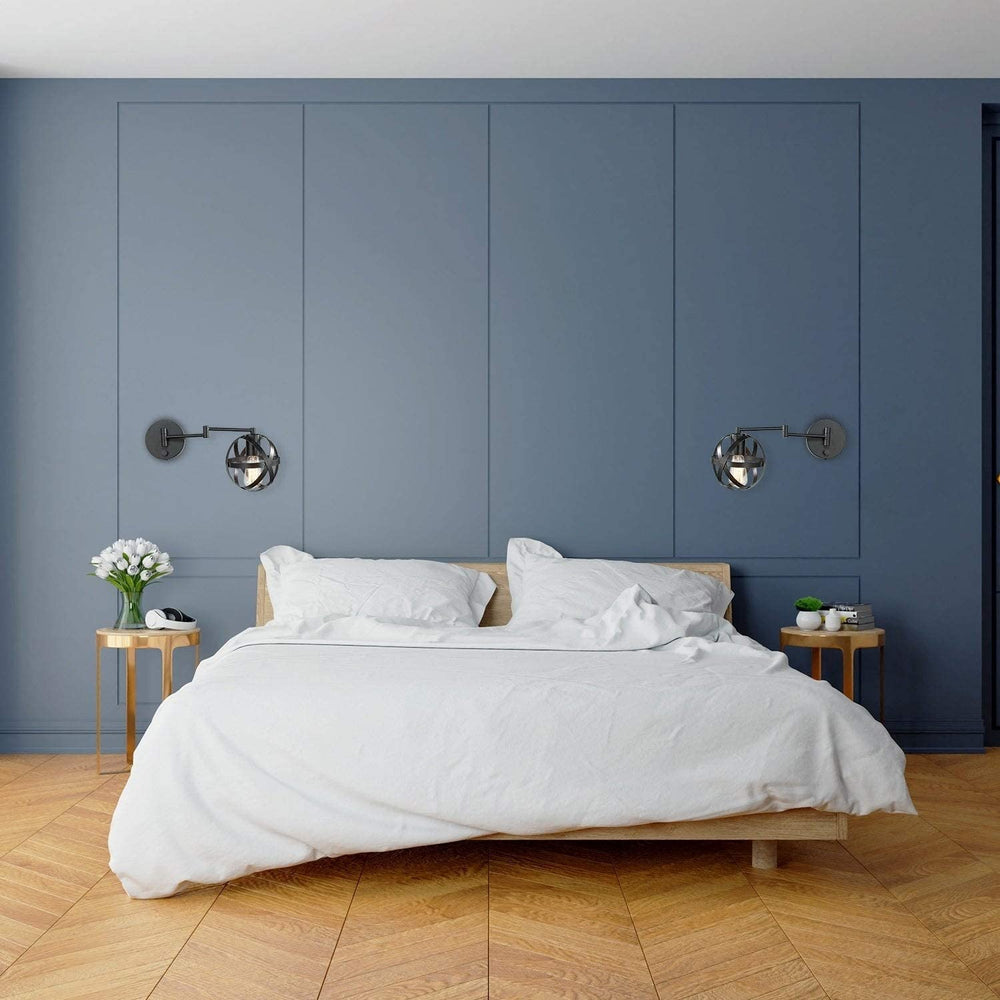 1 Light Dark Bronze Plug Hardwire Swing Arm Wall Sconce Brown Vintage Metal Adjustable - Diamond Home USA