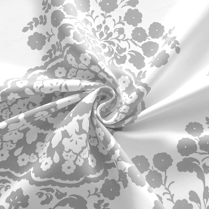 Floral Damask Medallion Pattern Swag Valance Grey Kids Teen Modern Contemporary Polyester Lined Thermal