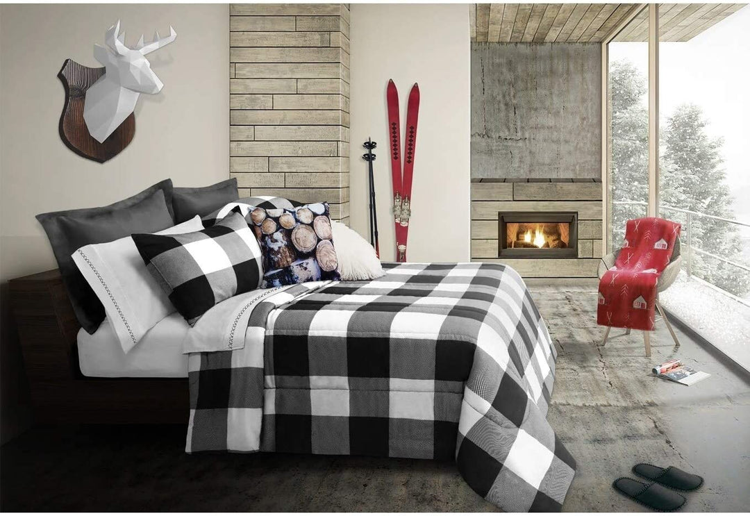 Comforter Set 3 Piece King Revers Buffalo Plaid