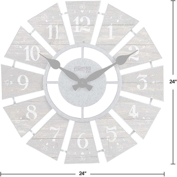 Gray Numeral Farmhouse Windmill Clock American Crafted Cool Plastic 24 X 2 Grey Round - Diamond Home USA