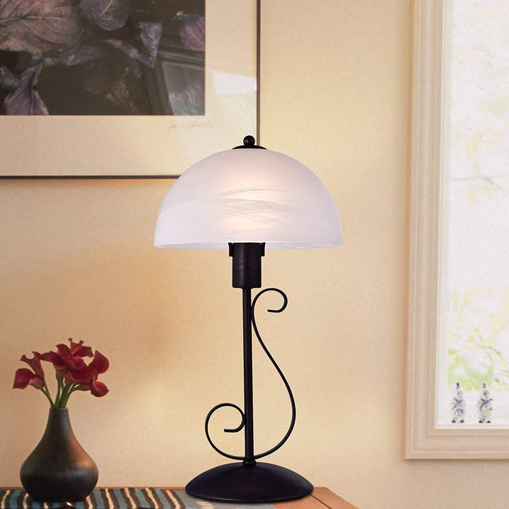 White Glass 19 inch Antique Bronze Table Lamp Brown
