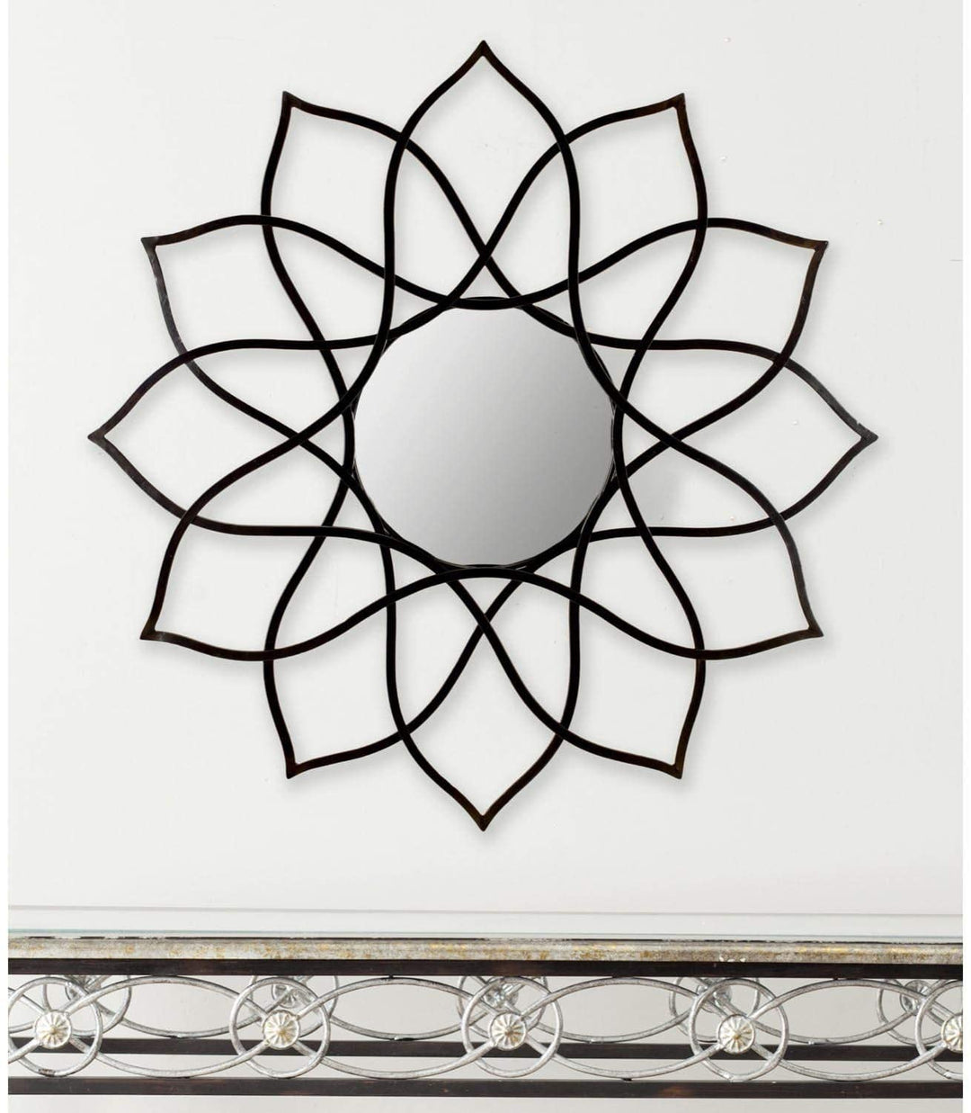 Flower Power Coffee Bronze 36 inch Mirror 36" X 1" Brown Modern Contemporary