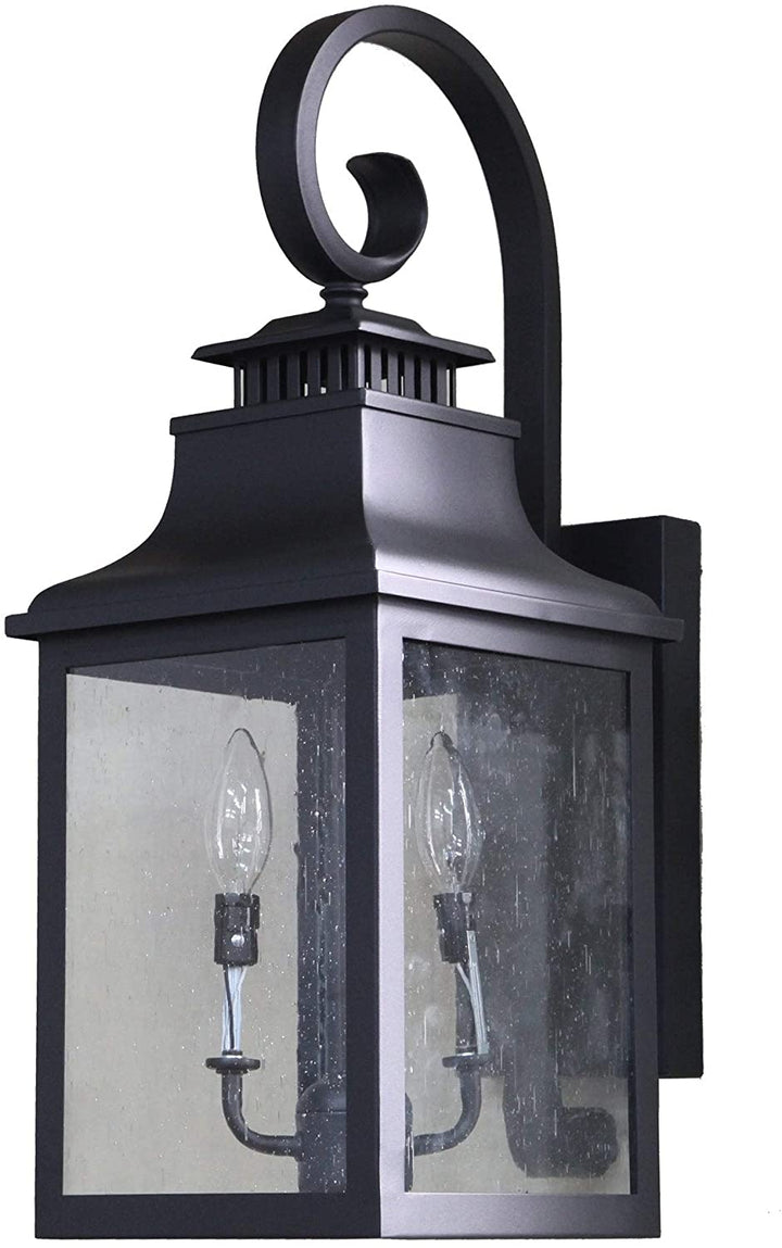 2 Light Exterior Lighting Black Finish Metal Water
