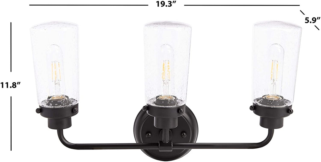 Lighting 3 Light Led Vanity Sconce 19 3" W X 5 9" L 11 8" H Brown Modern Contemporary Glass Iron Black Includes Hardware - Diamond Home USA