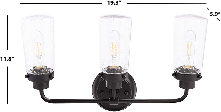 Lighting 3 Light Led Vanity Sconce 19 3" W X 5 9" L 11 8" H Brown Modern Contemporary Glass Iron Black Includes Hardware - Diamond Home USA