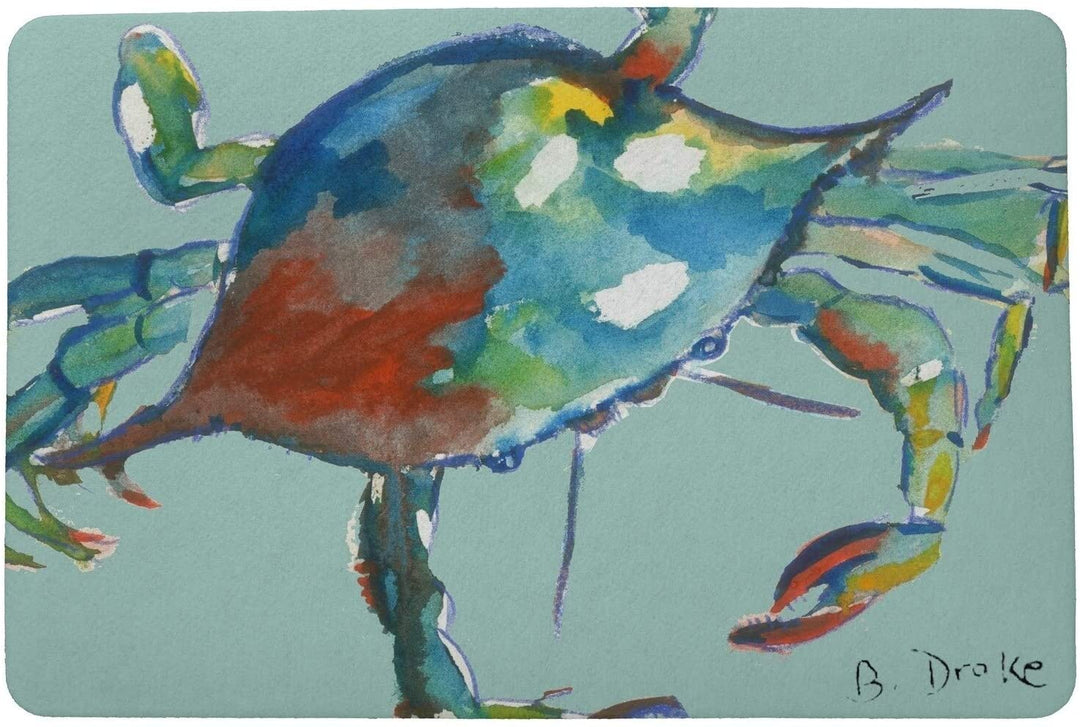 Crab Door Mat 18x26 Color Coastal Rectangle Polyester Made