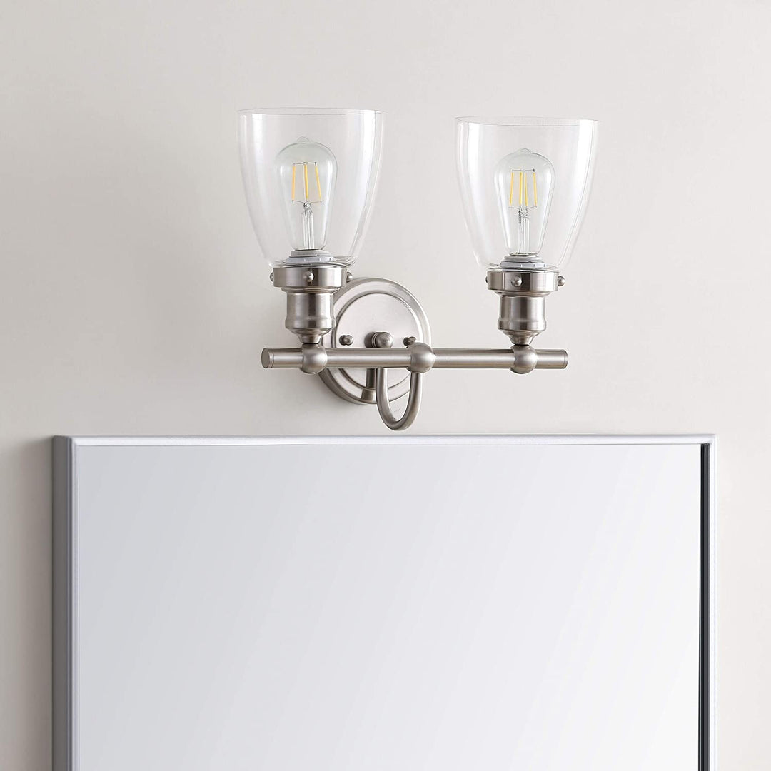 Lighting 2 Light Led Bathroom Sconce Brown Traditional Glass