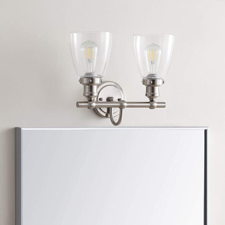 Lighting 2 Light Led Bathroom Sconce Brown Traditional Glass