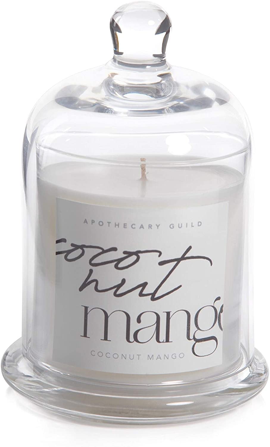 Coconut Mango Scented Candle Jar Glass Dome Clear