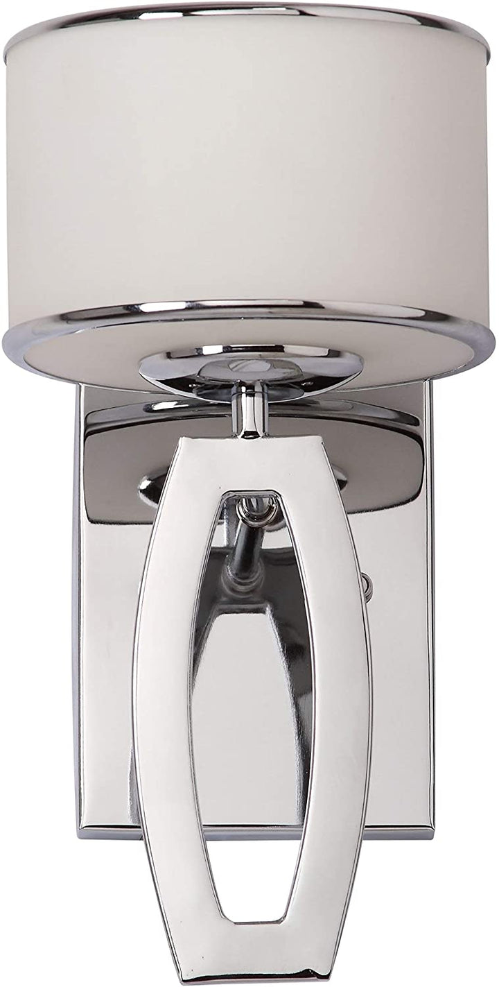 Lighting Chrome Drum Sconce (Set 2) White Modern Contemporary Transitional Glass Bulbs Included - Diamond Home USA