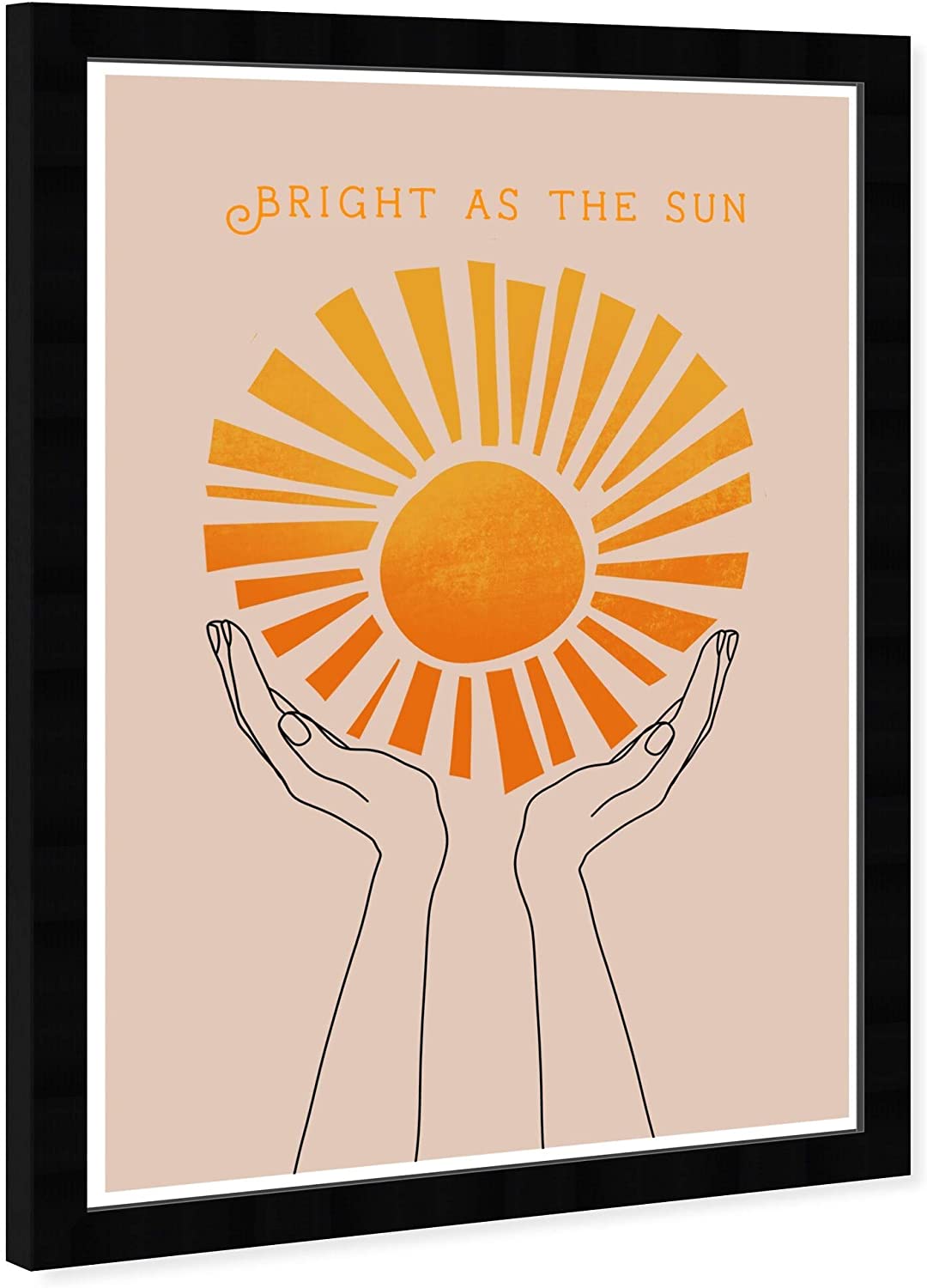 Bright As Sun' Typography Quotes Wall Art Framed Motivational Sayings Orange Brown Bohemian Eclectic Modern Contemporary Rectangle - Diamond Home USA