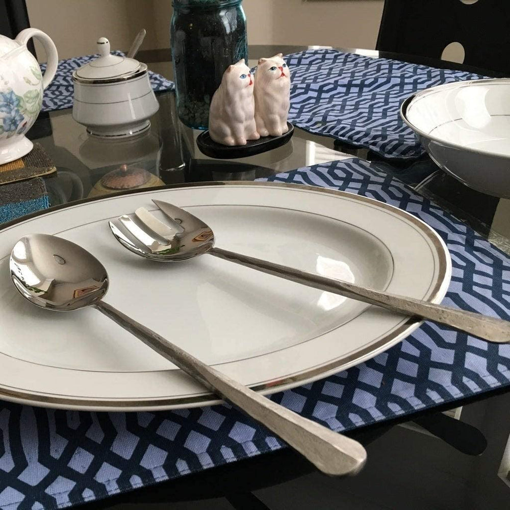 Steel Salad Serving Set Brushed Nickel Modern Contemporary Stainless - Diamond Home USA